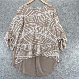 Chico's Taupe Leaf Print Blouse